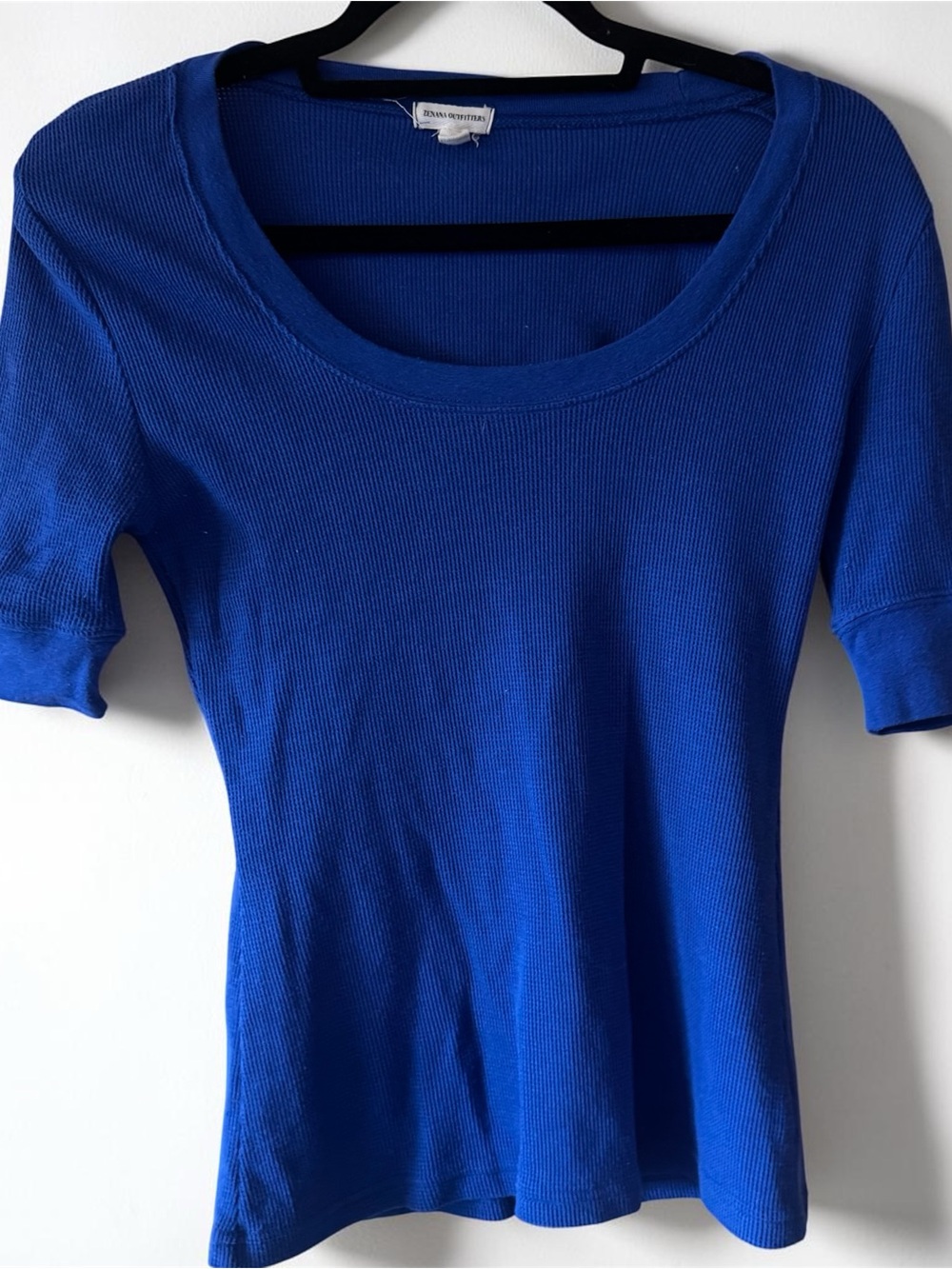 Zenana Outfitters Royal Blue Scoop Neck quarter Sleeve Top
